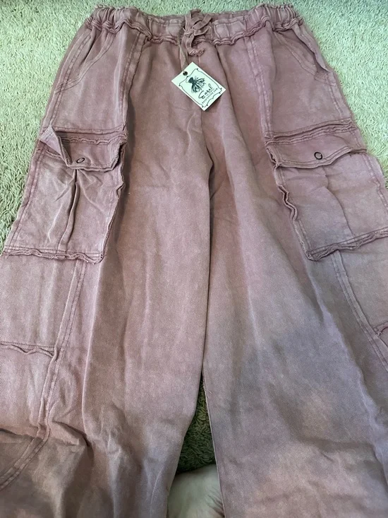 NWT EASEL FADED PLUM CARGO PANTS - Picture 5 of 7